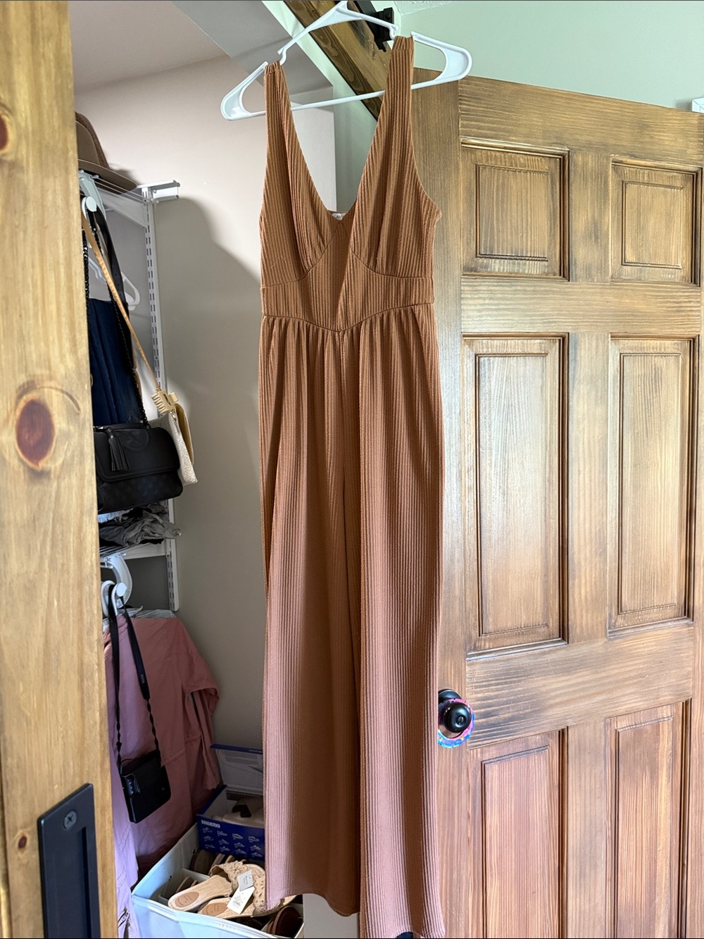 Sleeveless Ribbed Jumpsuit in Brown